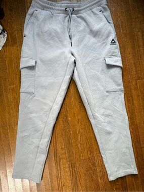 Reebok Light Gray Cargo Joggers with Drawstring Waist